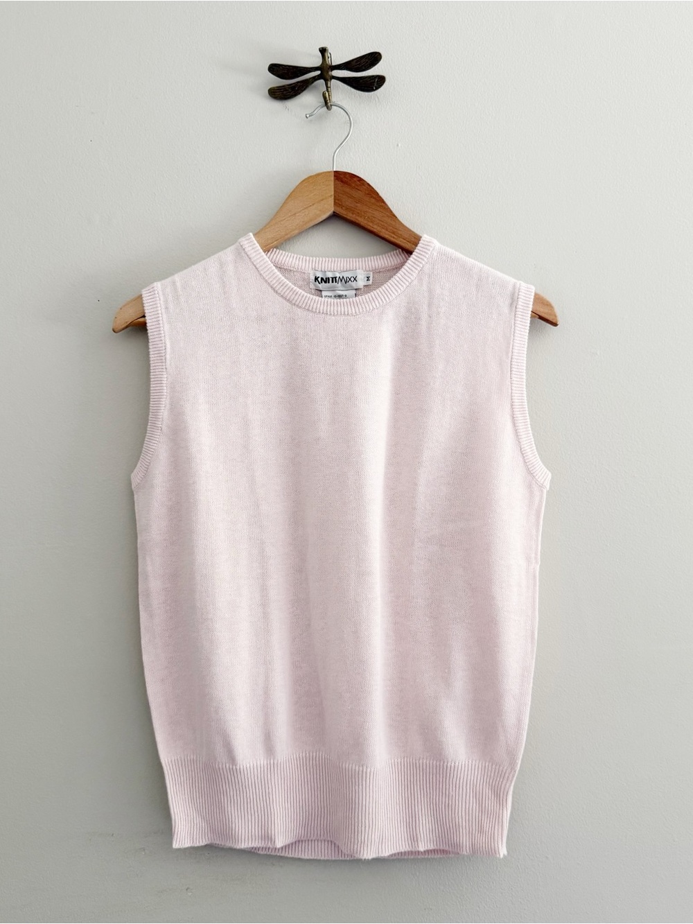 Vintage 90s Sleeveless Knit Top in Light Pink Womens Medium